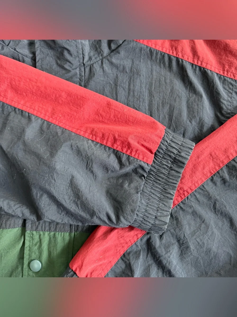 💀 SOLD 💀 Vintage 80s Izod Colorblock Lightweight Hooded Jacket ~ Size XL - Picture 9 of 9